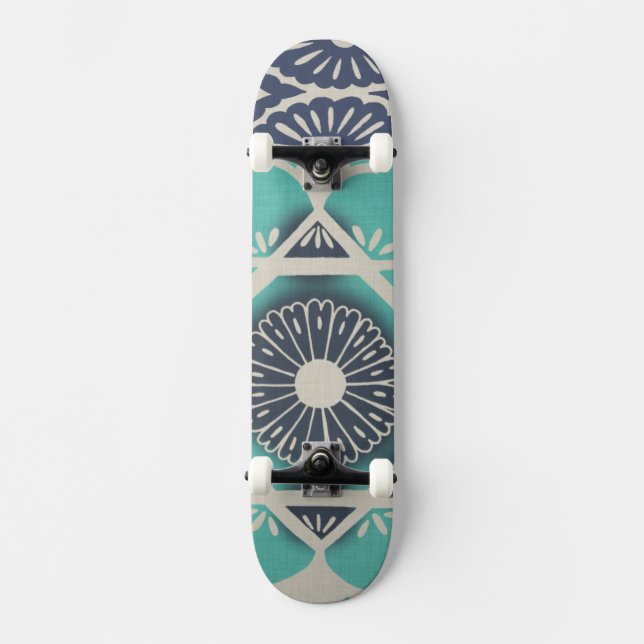 Skateboard Carrelage bleu Batik II (Recto)