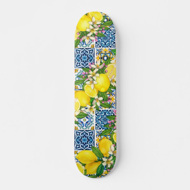 Skateboard Carrelage méditerranéen clair Sicilien Citrus Lemo (Devant)