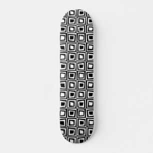 Skateboard Carrés rétro - Noir sur bois