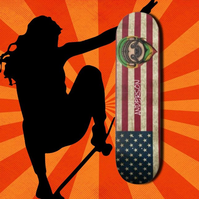 Skateboard Carte à roulettes américaine personnalisée (Original and best online Zazzle skateboard shop- Urban Warrior)