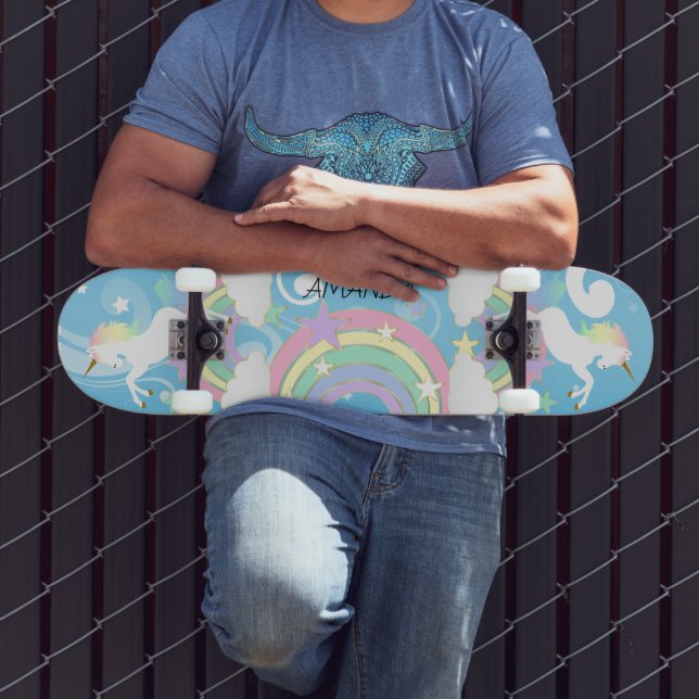 Skateboard Carte à roulettes Blue Rainbow Unicorn (Extérieur 3)