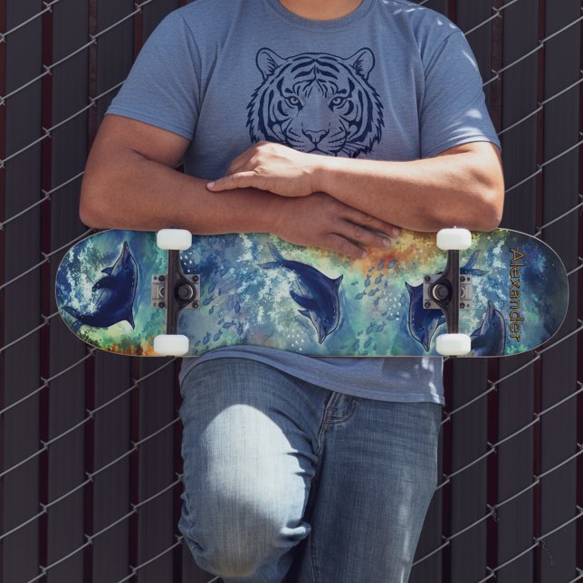 Skateboard Carte à roulettes dynamique Dolphin Ocean Wave Pei (Dynamic Dolphin Ocean Wave Skateboard )