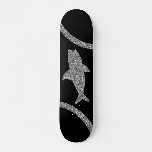 Skateboard Carte à roulettes noire de la Parties scintillant  (Devant)