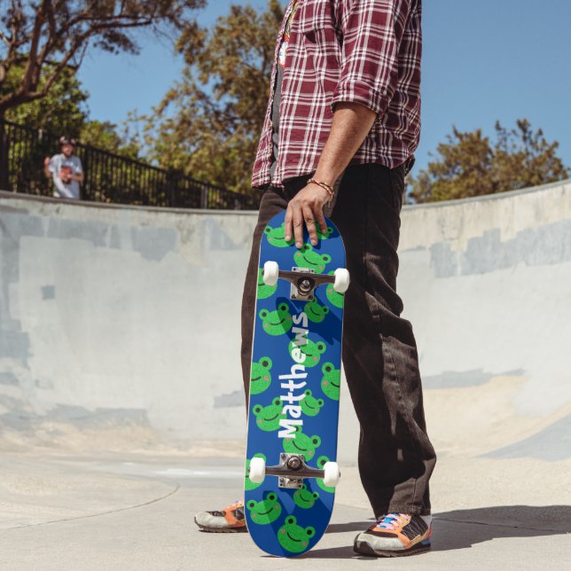 Skateboard Carte bleue motif grenouille (Extérieur 2)
