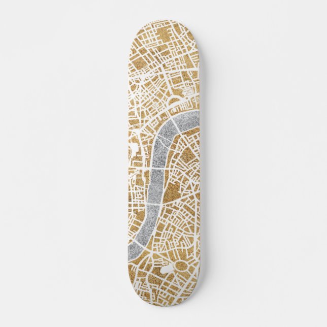 Skateboard Carte dorée de ville de Londres (Devant)