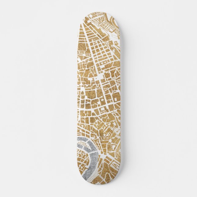 Skateboard Carte dorée de ville de Rome (Devant)