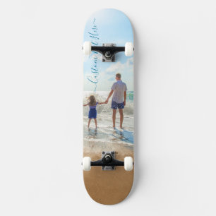 Skateboard Carte photo et texte personnalisée Votre propre co