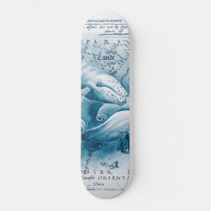 Skateboard Carte Vintage bleue des baleines