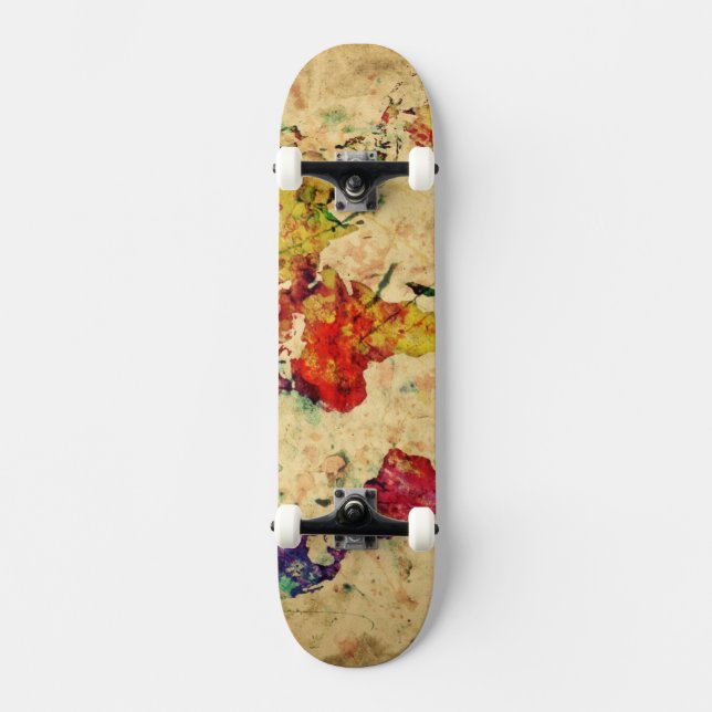 Skateboard Carte vintage du monde (Recto)