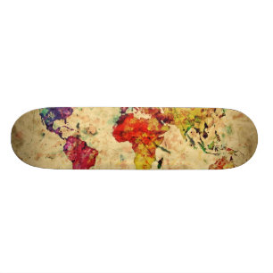 Skateboard Carte vintage du monde