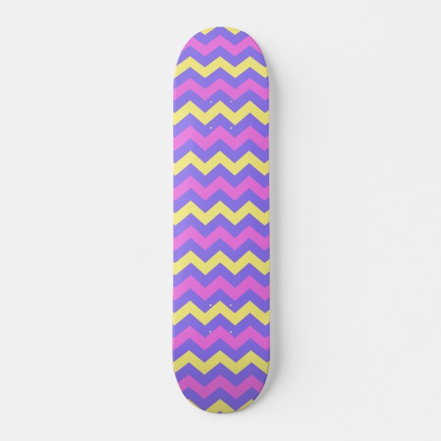 Skateboard Cartouche Zigzie (jaune, violet et rose) (Devant)