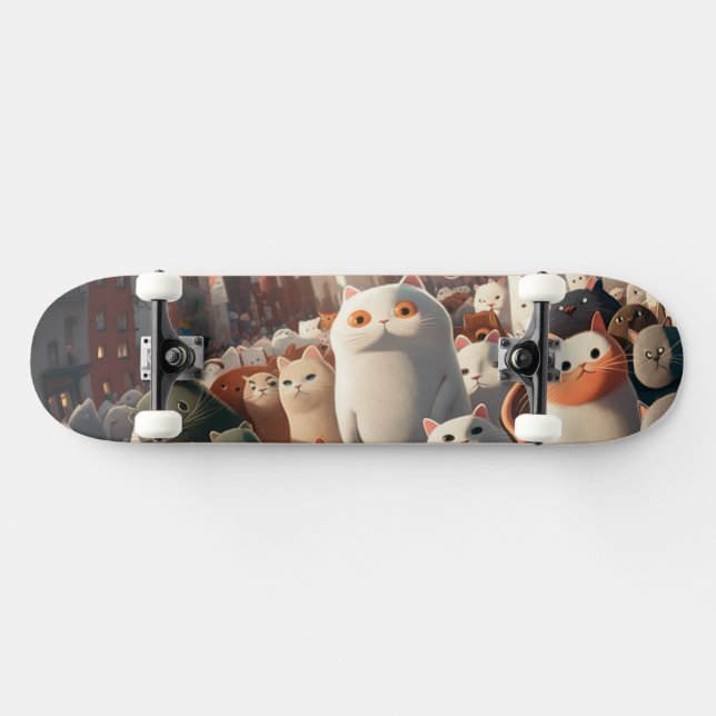Skateboard Cat City Cartoon Crowd (Horz)