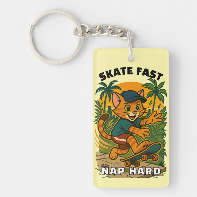 Skateboard cat keychain (Front)