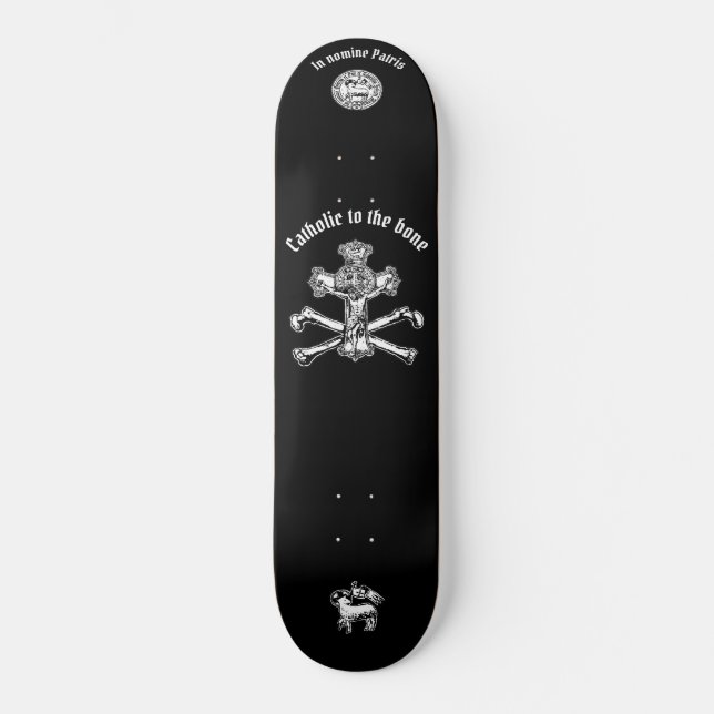 Skateboard Catholique à l'os - Skateboard, 8 1/8" Deck (Recto)