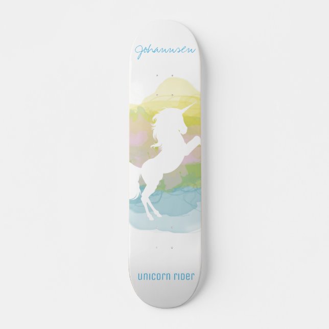Skateboard Cavalier de licorne de nuage de Sherbert - texte (Devant)