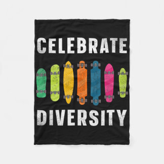 Skateboard Celebrate Diversity Longboard  Fleece Blanket