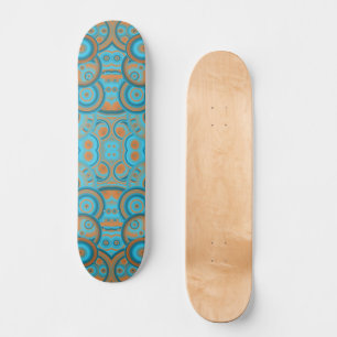 Skateboard Cercle Concentré Dégradé Orange Rust Turquoise