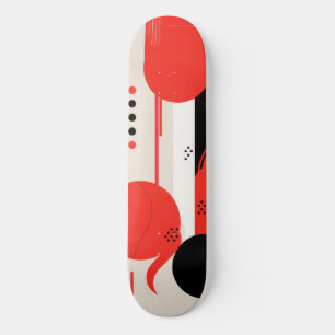 Skateboard Cercles et formes noirs et rouges