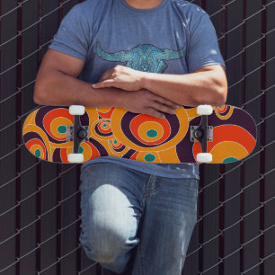 Skateboard Cercles orange Abstraits Motif géométrique