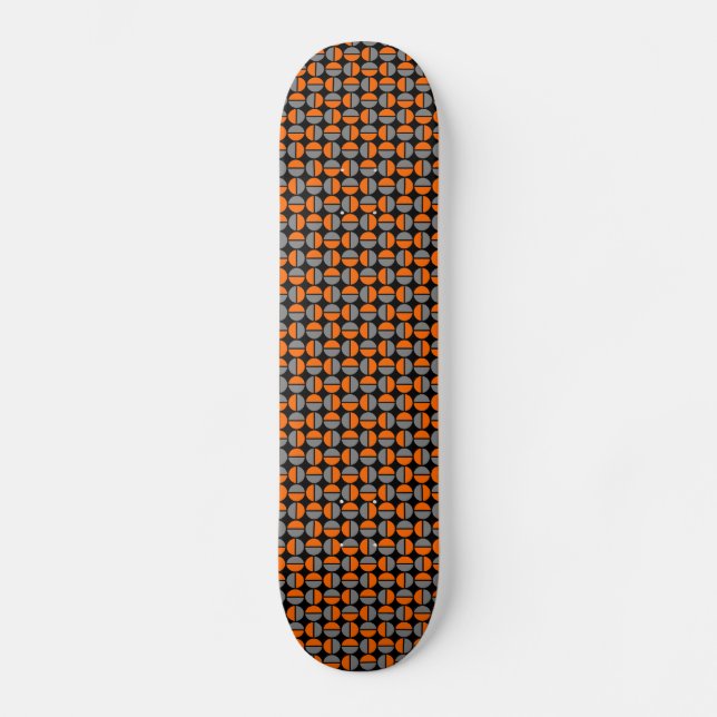 Skateboard Cercles pivotants - orange et gris sur noir (Recto)