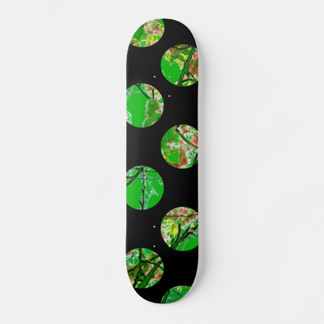Skateboard Cercles verts colorés sur noir (Recto)