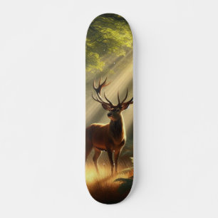 Skateboard Cerf dans la forêt matinale
