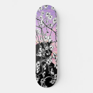 Skateboard Cerisier Fleur Chat Noir Fleur Coucher de Soleil R