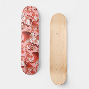 Skateboard Champignons Magie rose et rouge