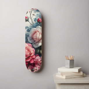 Skateboard Charme Floral Rose intemporel