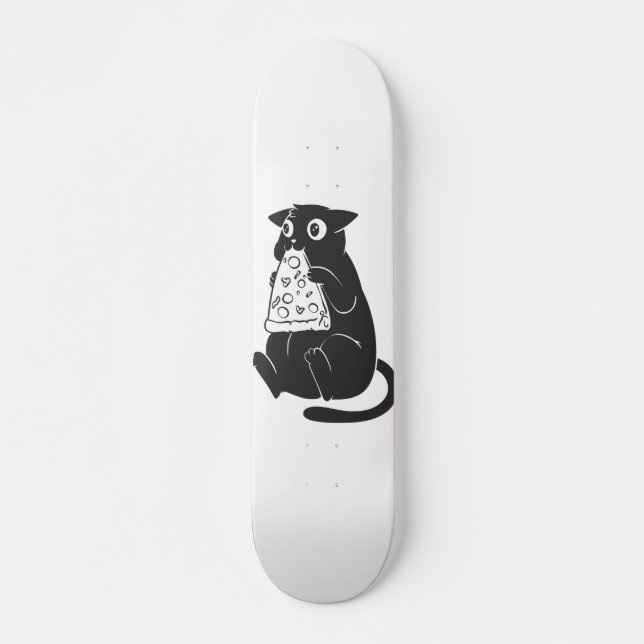 Skateboard Chat avec une pizza en bouche - Choisissez la coul (Devant)
