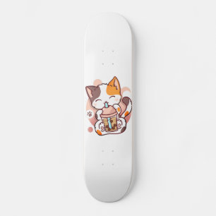 Skateboard Chat Boba Tea Bubble Tea Anime Kawaii Neko pour fi