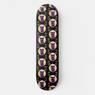 Skateboard Chat cartonné violet éffrayant