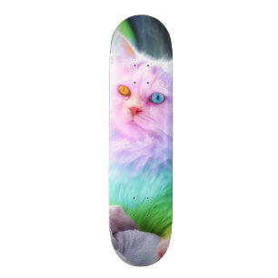 Skateboard Chat d'arc-en-ciel de licorne