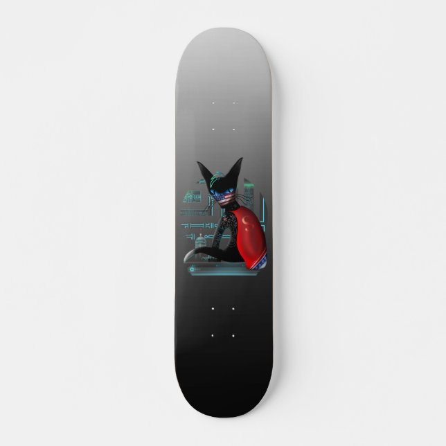 Skateboard Chat de Siamese Cyberpunk Ninja (Devant)