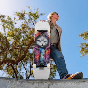 Skateboard Chat en Graffiti Sweat - shirt à capuche coloré