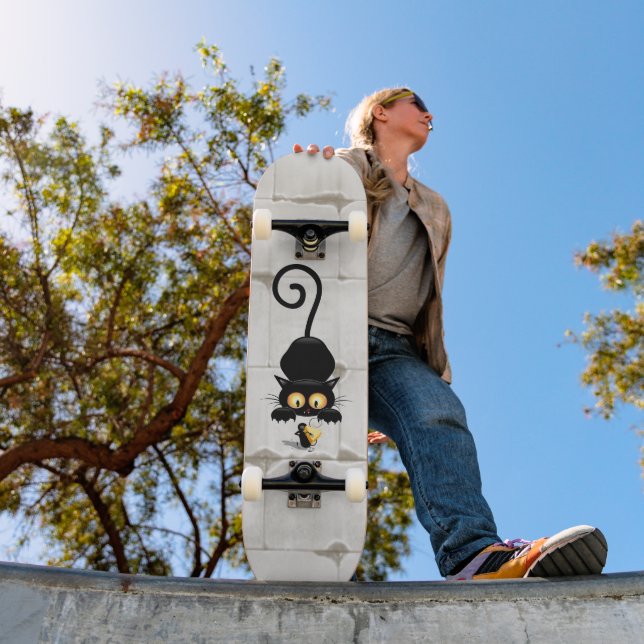 Skateboard Chat et souris avec des personnages de dessin amus (Extérieur 1)