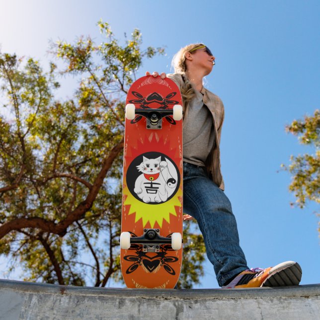 Skateboard Chat Lucky - Maneki Neko signifie Chat Beckoning (Extérieur 1)