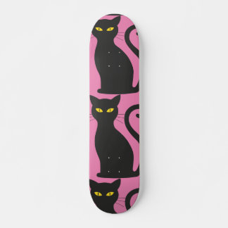 SKATEBOARD CHAT NOIR TROP COOL PLANCHE À ROULETTES ROSE