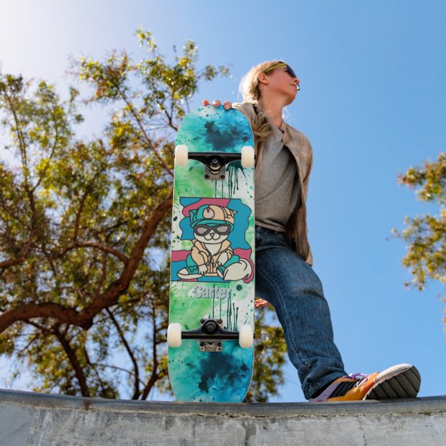 Skateboard Chat Retro Street Relaxant | Drôle (Extérieur 1)
