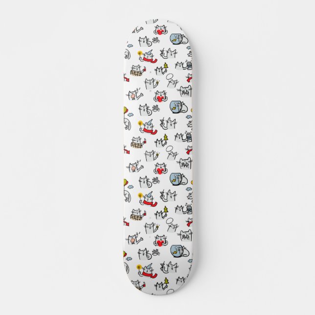 Skateboard Chats amusants, lait et magie. (Devant)
