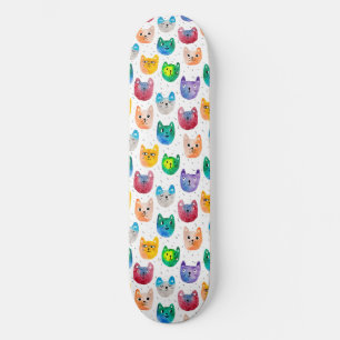 Skateboard Chats aquarelles et amis