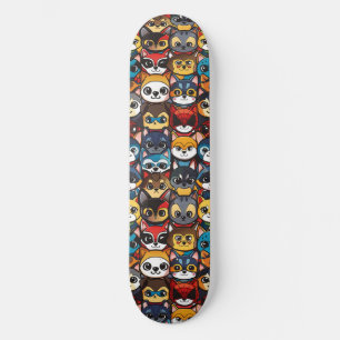 Skateboard Chats superhéros Anime Kawaii Chibi Cute