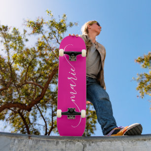 Skateboard Chaud rose blanc Classé Courbé Lavage Nom de la si