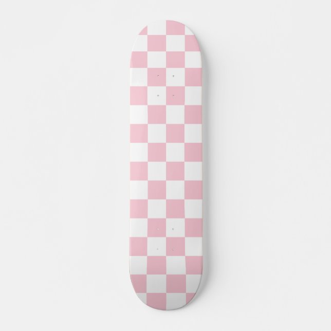 Skateboard Check Baby Pink And White Checkerboard (Devant)