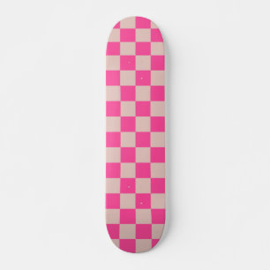 Skateboard Check Coral Pink Checkered Pattern Checkerboard