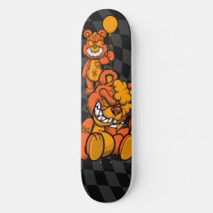 Skateboard Chequerboard Grey Teddies Orange