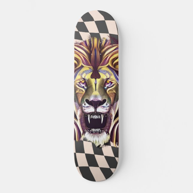 Skateboard Chequered Retro Gold Lion Eyes (Front)