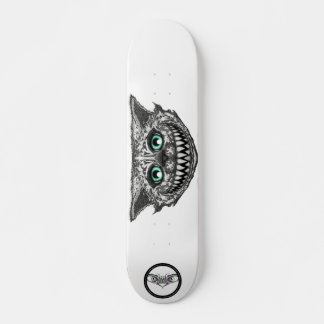 Skateboard Cheshire, chat, ligne noire et blanche sourire