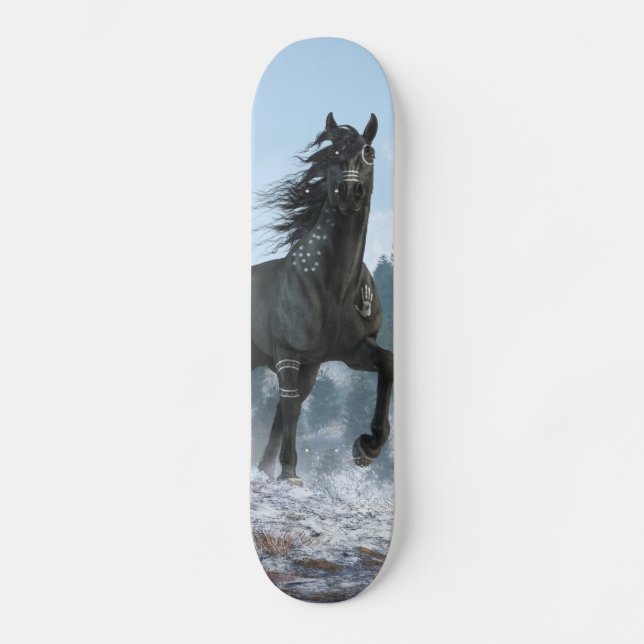 Skateboard Cheval noir dans la peinture de guerre (Recto)