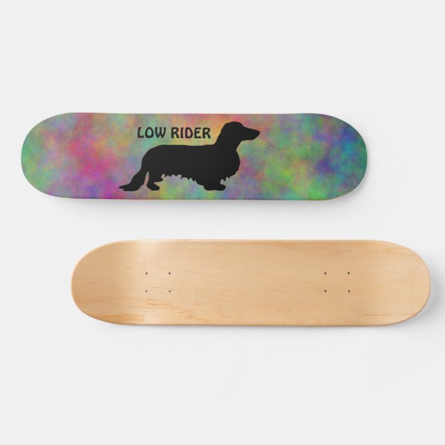 Skateboard Cheveux longs Dachshund - Silhouette 1 (Horz)